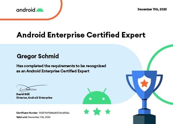 Android Enterprise Certified Expert - Gregor Schmid